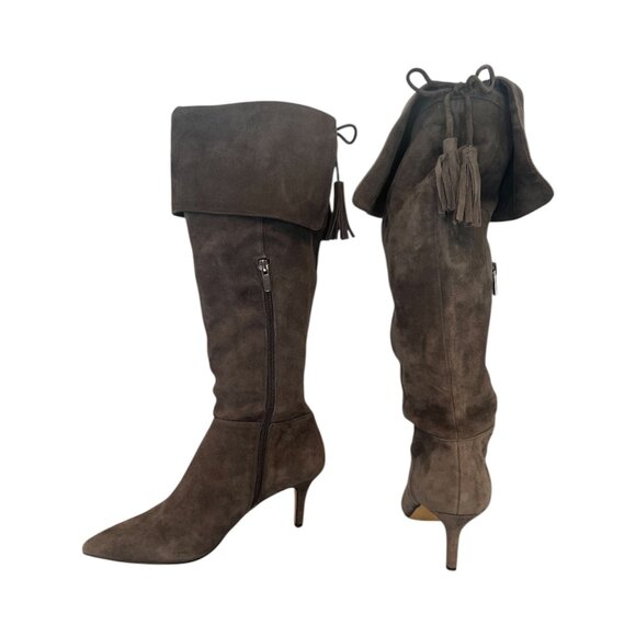 Lord & Taylor Grey Thigh High Suede Boots Size 8 - Picture 3 of 6